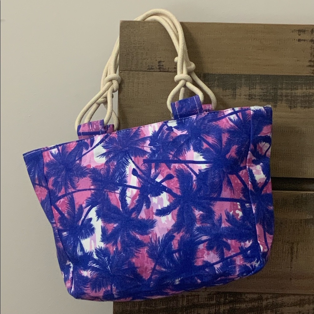 Palm Tree Printed Canvas Tote